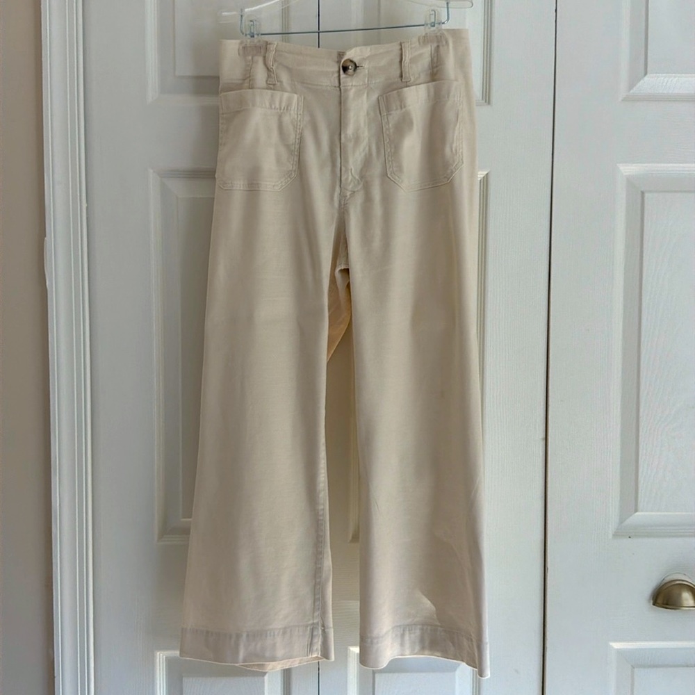 Maeve The Colette Cream Chalk Wide Leg Crop Pant 28 - Picture 2 of 9